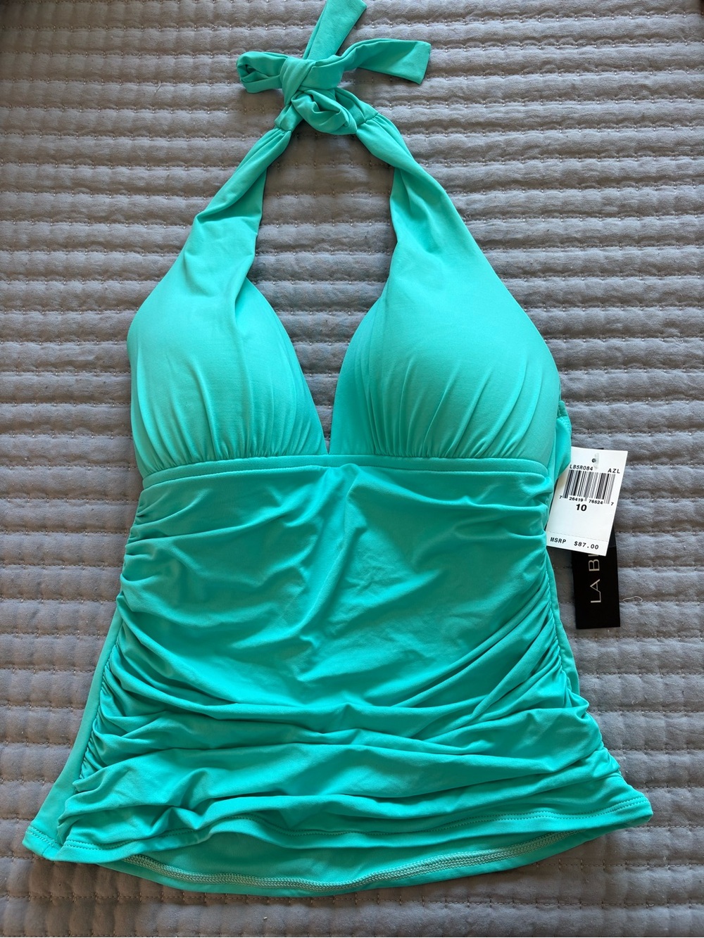 La Blanca Teal Halter Swim Top Sz 10 NWT